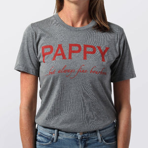 Men's T-shirt Pappy But Always Fine Bourbon in Heather Grey